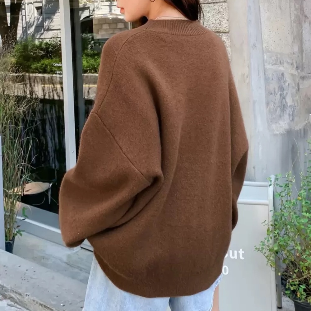 Dazy Solid Drop Shoulder Ribbed Knit Oversized Sw… - image 2